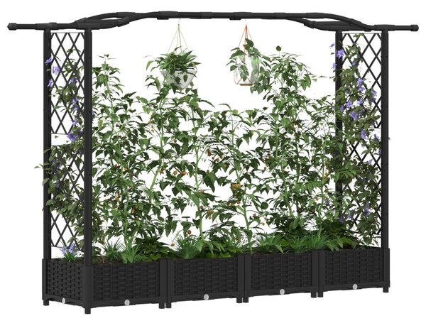 Magasított Ágy Trellis-szel és Tetővel Fekete 207 x 40 x 123 cm