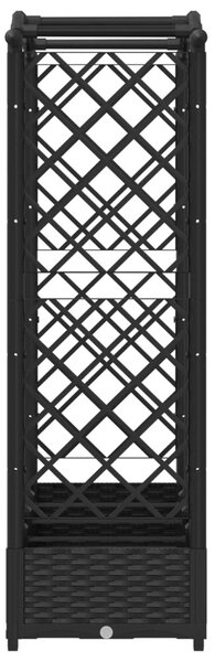Magasított Ágy Trellis-szel és Tetővel Fekete 207 x 40 x 123 cm
