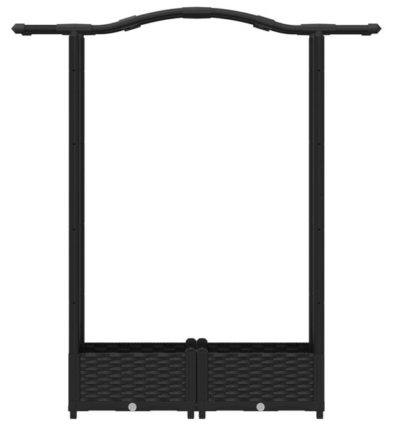 Magasított Ágy Trellis-szel és Tetővel Fekete 124 x 40 x 123 cm