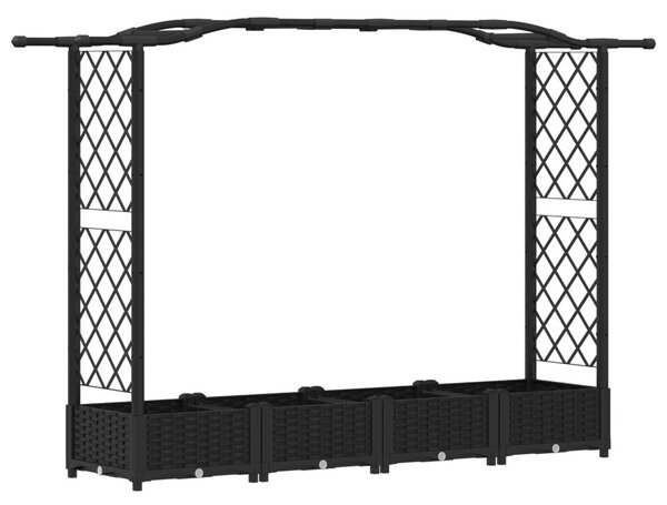 Magasított Ágy Trellis-szel és Tetővel Fekete 207 x 40 x 123 cm
