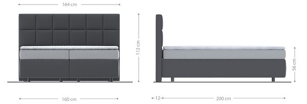 DELIFE Boxspring ágy Dream-Fine 160x200 cm mikroszálas szürke matraccal és topperrel
