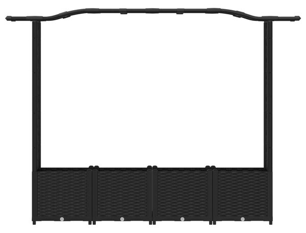 Magasított Ágy Trellis-szel és Tetővel Fekete 204 x 40 x 138 cm