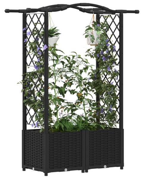 Magasított Ágy Trellis-szel és Tetővel Fekete 125 x 40 x 138 cm