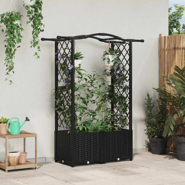 Magasított Ágy Trellis-szel és Tetővel Fekete 125 x 40 x 138 cm
