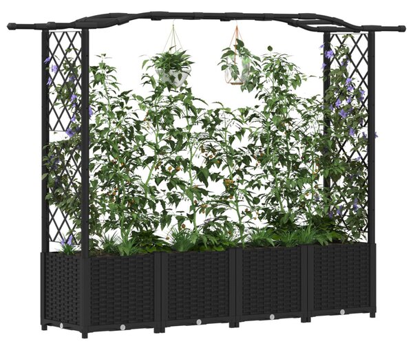 Magasított Ágy Trellis-szel és Tetővel Fekete 204 x 40 x 138 cm