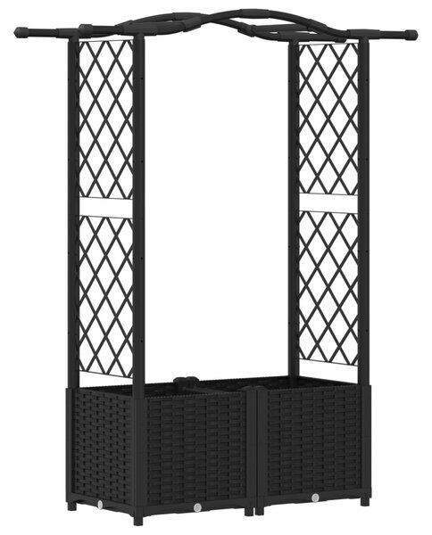 Magasított Ágy Trellis-szel és Tetővel Fekete 125 x 40 x 138 cm