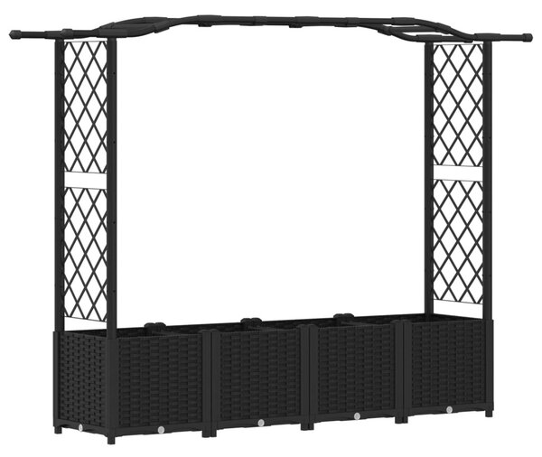 Magasított Ágy Trellis-szel és Tetővel Fekete 204 x 40 x 138 cm