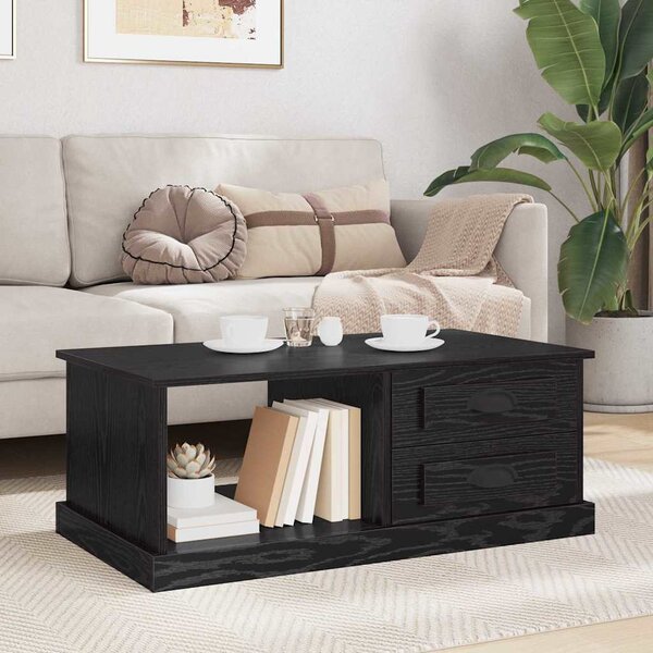 Dohányzóasztal fiókkal Fekete tölgy 90 x 50 x 35 cm Faanyag