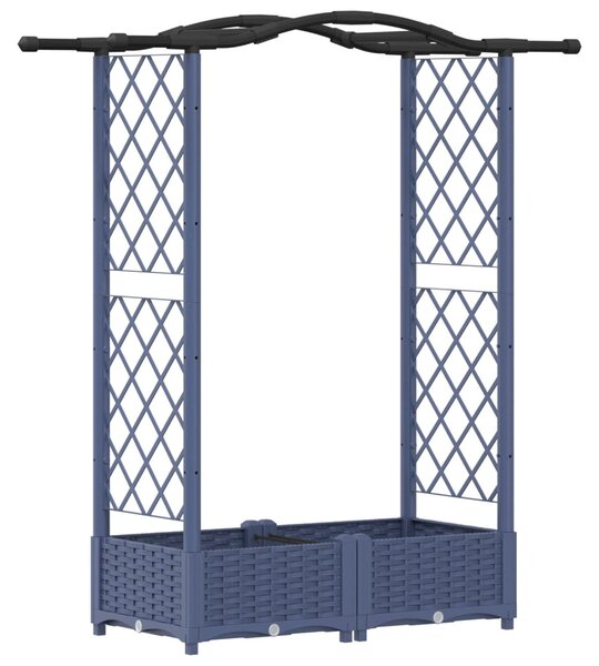 Magasított Ágy Trellis-szel és Tetővel Szürke 124 x 40 x 123 cm