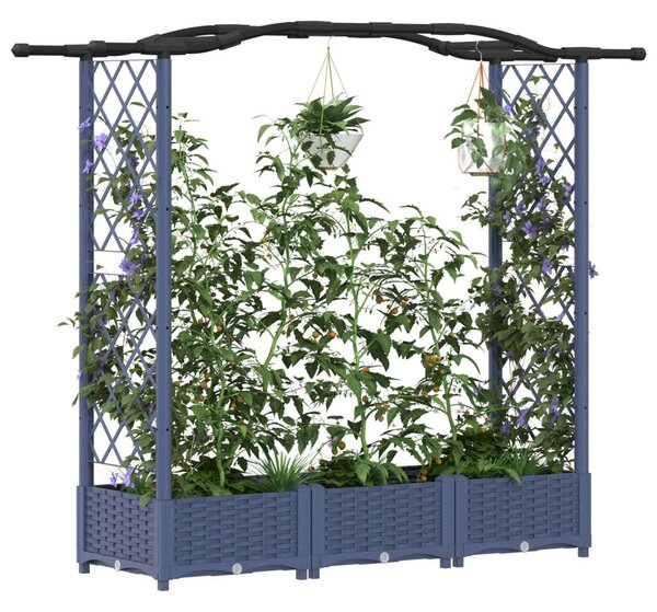 Magasított Ágy Trellis-szel és Tetővel Szürke 169 x 40 x 123 cm