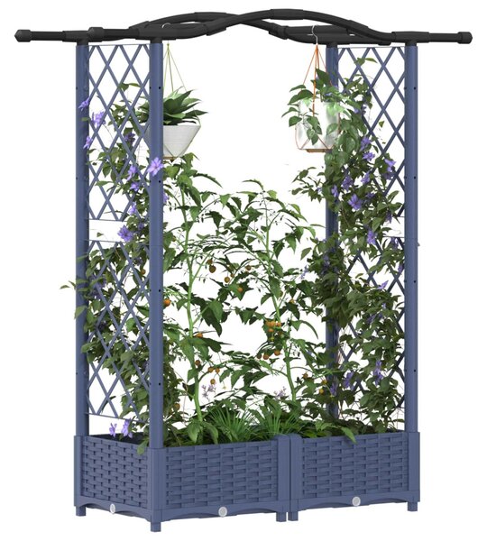 Magasított Ágy Trellis-szel és Tetővel Szürke 124 x 40 x 123 cm