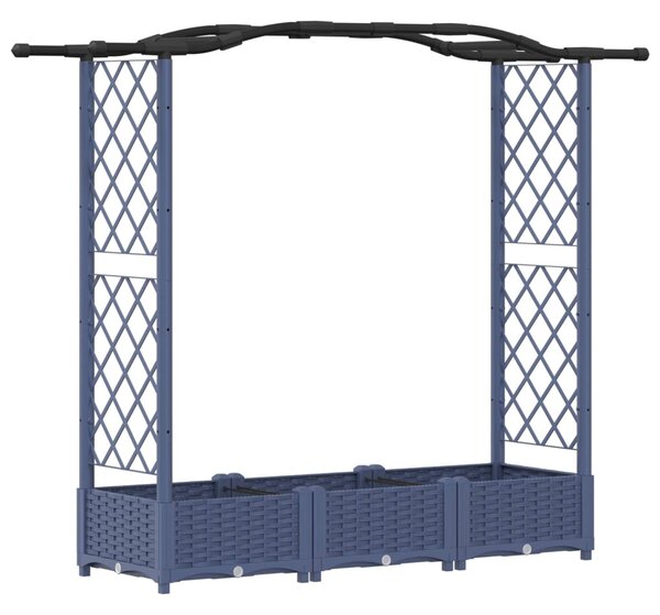 Magasított Ágy Trellis-szel és Tetővel Szürke 169 x 40 x 123 cm