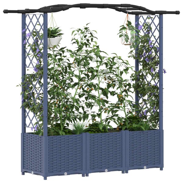 Magasított Ágy Trellis-szel és Tetővel Szürke 164 x 40 x 138 cm