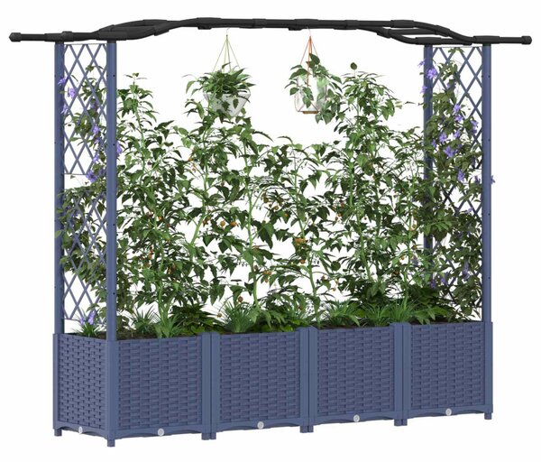 Magasított Ágy Trellis-szel és Tetővel Szürke 204 x 40 x 138 cm