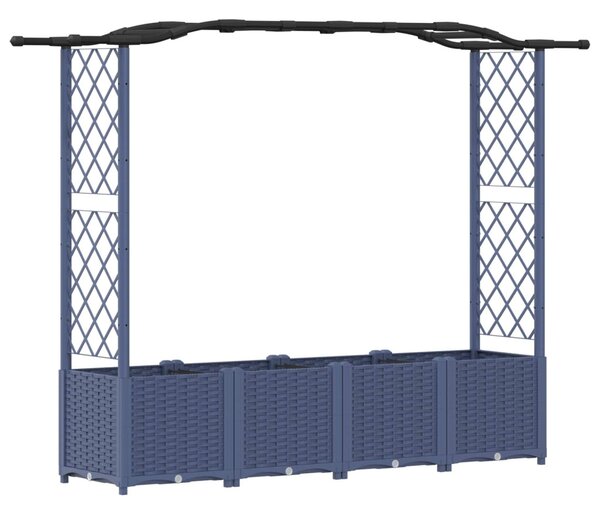 Magasított Ágy Trellis-szel és Tetővel Szürke 204 x 40 x 138 cm