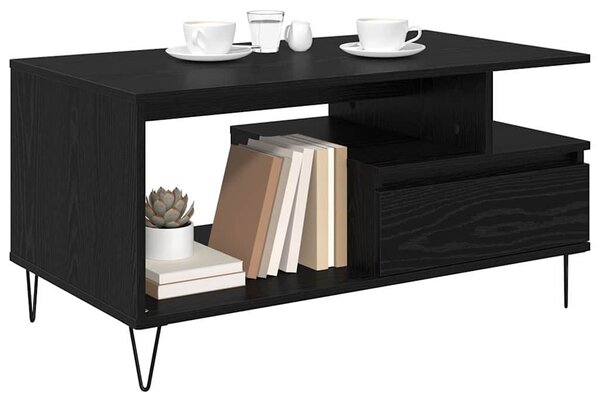 Dohányzóasztal fiókkal Fekete tölgy 90 x 49 x 45 cm Faanyag