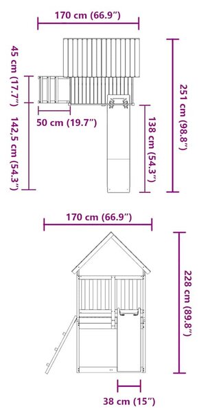 Tömör fenyőfa kültéri játszószett