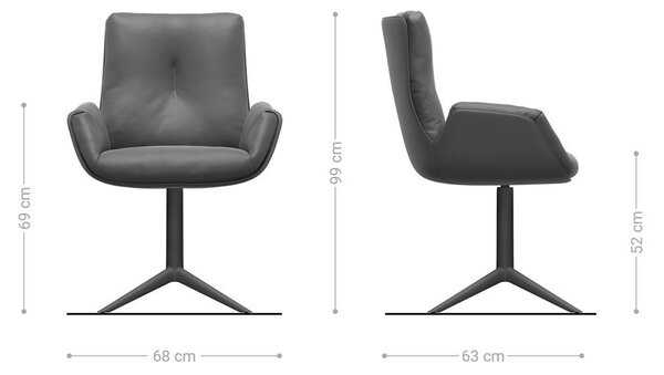 DELIFE Étkezőszék Clea-Flex vegyes anyag valódi bőr fehér-pasztellkék fehér láb 360° forgatható billenő funkció