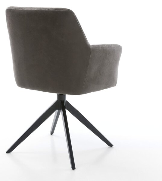 DELIFE Étkezőszék Xana-Flex kényelmes karfákkal mikroszálas antracit vintage kereszt láb széles fekete 360° forgatható hintamechanizmus zsákrugós matraccal