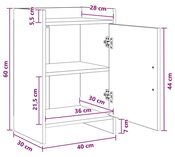 Éjjeliszekrények 2 pcs Betonszürke 40 x 30 x 60 cm Szerelt Fa