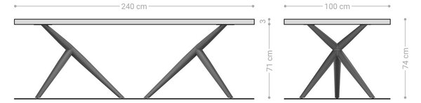 DELIFE Étkezőasztal Edge 240x100 akác természetes Estelar kerek fém fekete Live-Edge