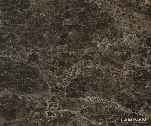 DELIFE Dohányzóasztal Edge hajóformájú 140x80 cm Laminam® Emperador Extra Lucidato kerámia sötétbarna Sarity fém fekete