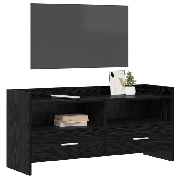 TV szekrény 100 x 33 x 47 cm Fekete Tölgy Szerelt Fa