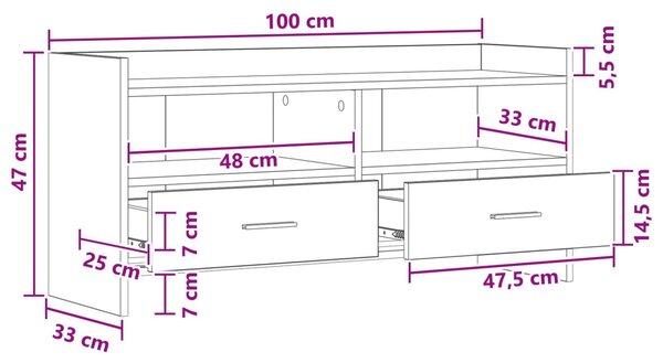 TV szekrény 100 x 33 x 47 cm Fehér Szerelt Fa