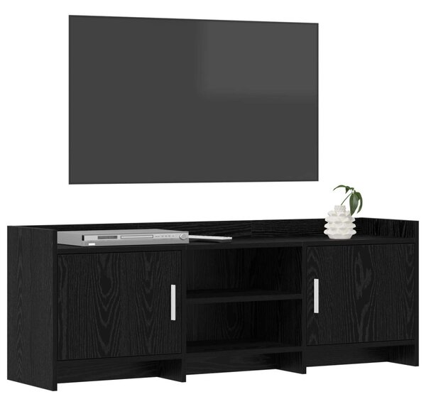 TV szekrény 130 x 33 x 47 cm Fekete Tölgy Szerelt Fa