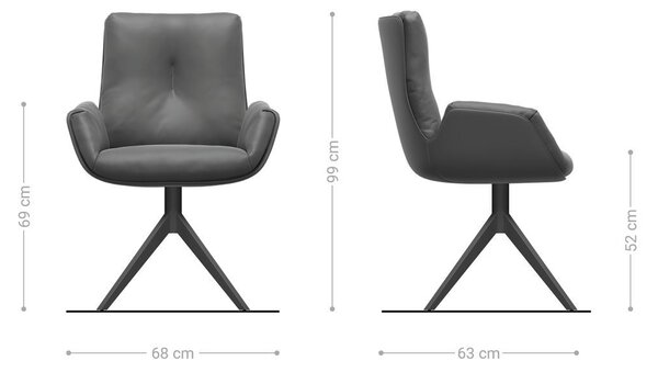 DELIFE Étkezőszék Clea-Flex vegyes anyag valódi bőr fehér ezüstszürke kereszt láb széles fehér 360° forgatható billenő