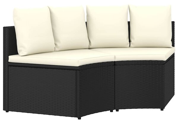 2 részes fekete polyrattan kerti ülőgarnitúra párnákkal