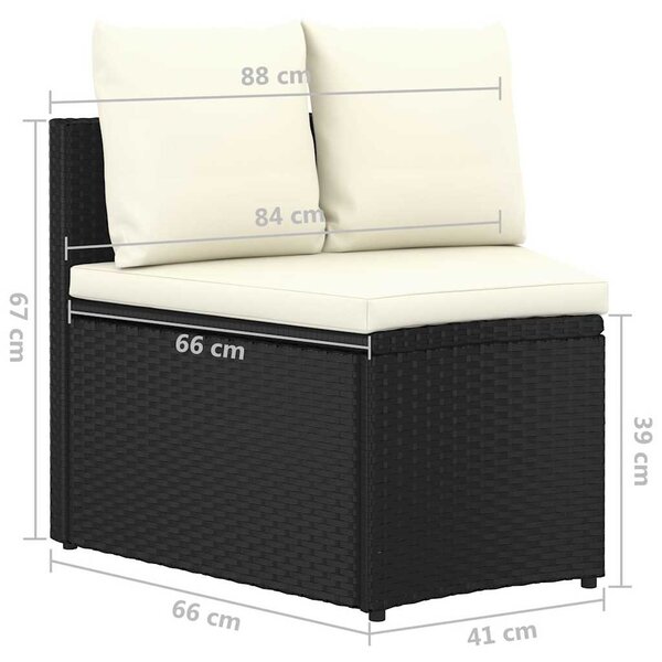 2 részes fekete polyrattan kerti ülőgarnitúra párnákkal