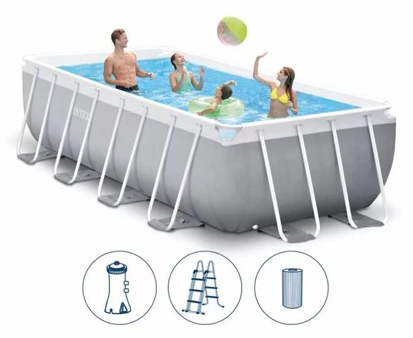 INTEX MetalPrism Set négyszögletű medence 400 x 200 x 100 cm (26788)