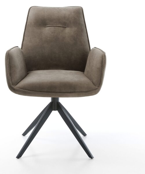 DELIFE Étkezőszék Zoa-Flex mikroszálas taupe vintage kereszt láb széles fekete zsákrugós