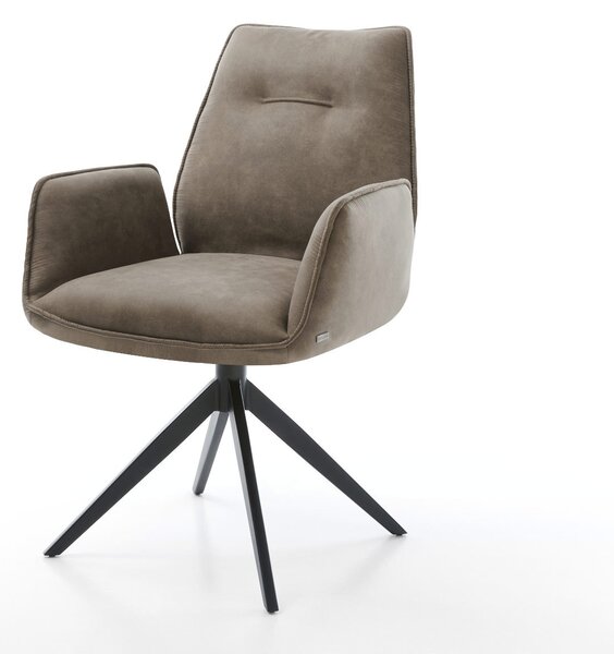DELIFE Étkezőszék Zoa-Flex mikroszálas taupe vintage kereszt láb széles fekete zsákrugós