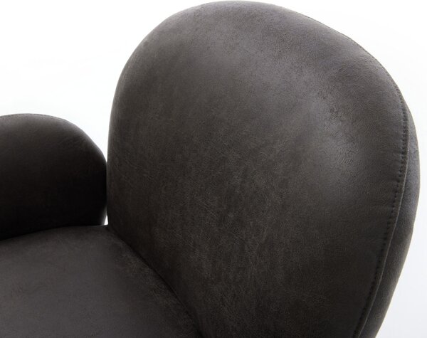 DELIFE Étkezőszék Nube-Flex karfás mikroszálas antracit vintage kereszt láb széles titán effekt felület 360° forgatható zsákrugós