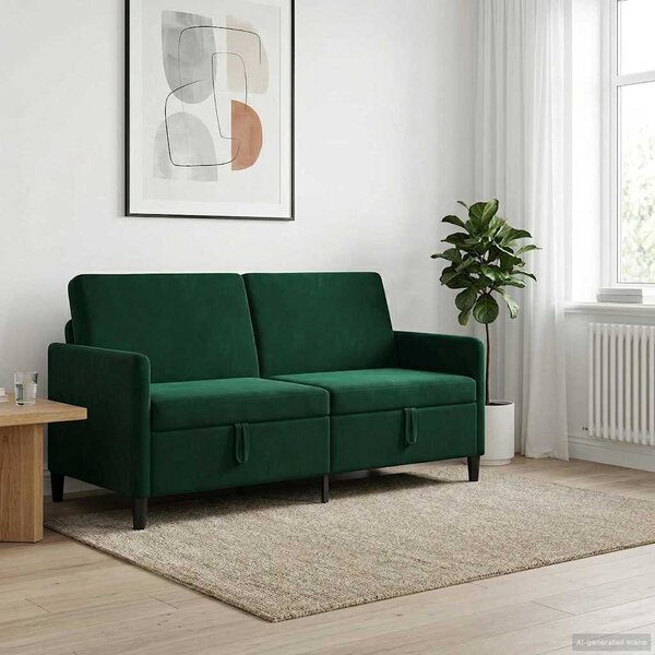 Tárolós Kanapé Sötétzöld 172 x 78 x 87 cm Poliészter