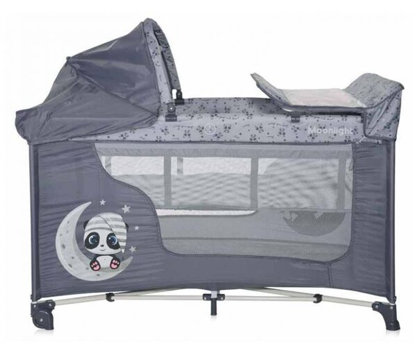LORELLI Moonlight 2 Plus multifunkciós utazóágy - Cool Grey Pandas