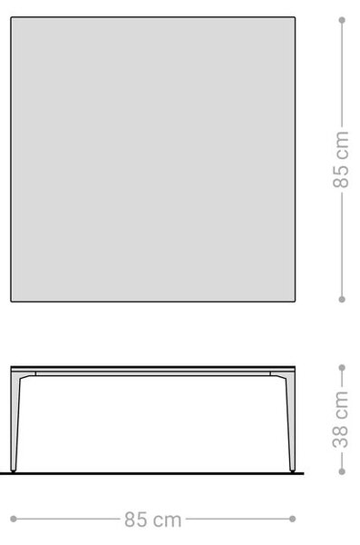 DELIFE Dohányzóasztal Levente 85x85 cm Laminam® Emperador extra polírozott kerámia sötétbarna rozsdamentes acél láb ezüst