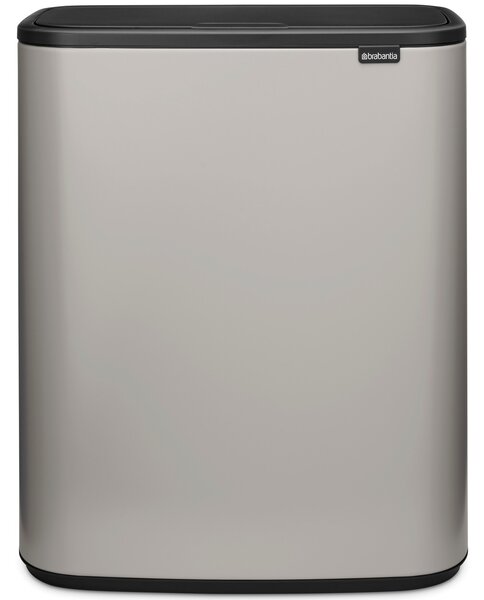 Brabantia Bo Touch Bin nyomófedeles hulladékgyűjtő XXL, padlón álló, műanyag tartály, 60L - M méret, acél, hamvasszürke - 255106
