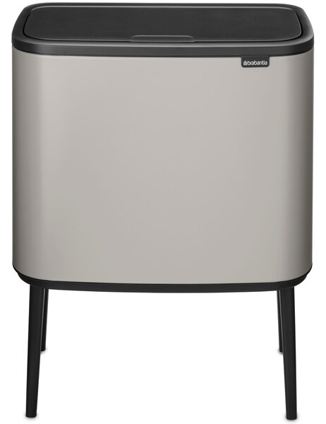 Brabantia Bo Touch Bin nyomófedeles hulladékgyűjtő, magasított, lábakon álló, műanyag tartály, 36L - R méret, acél, hamvasszürke - 254987