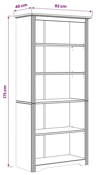 Könyvszekrény BODO 5 szintes 82 x 40 x 173 cm Szerelt Fa