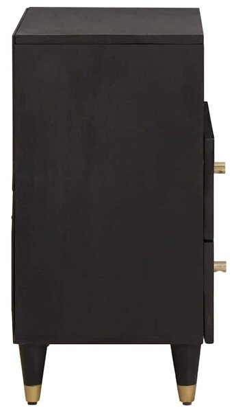 Éjjeliszekrény fiókkal Fekete 50 x 33 x 62 cm Tömör Mangófát