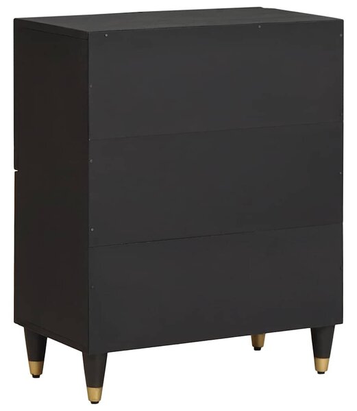 Széf polcokkal tárolóval Fekete 60 x 33 x 75 cm Tömör Mangófát