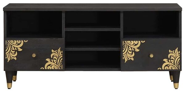 TV szekrény fiókkal Fekete 100 x 33 x 46 cm Tömör Mangófát