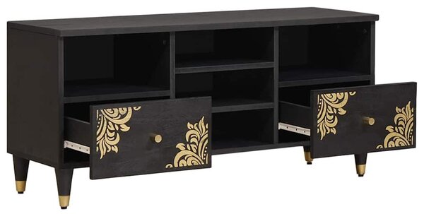 TV szekrény fiókkal Fekete 100 x 33 x 46 cm Tömör Mangófát
