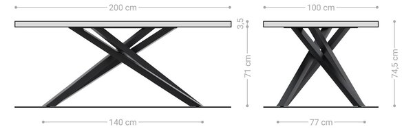 DELIFE Étkezőasztal Edge 200x100 akác természetes kereszt láb téglalap fekete Live-Edge