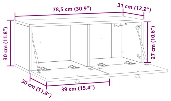Fali TV szekrény Betonszürke 78,5 x 31 x 30 cm Szerelt Fa