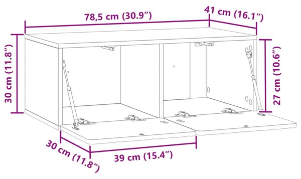 Fali TV szekrény Antik Fa 78,5 x 41 x 30 cm Szerelt Fa
