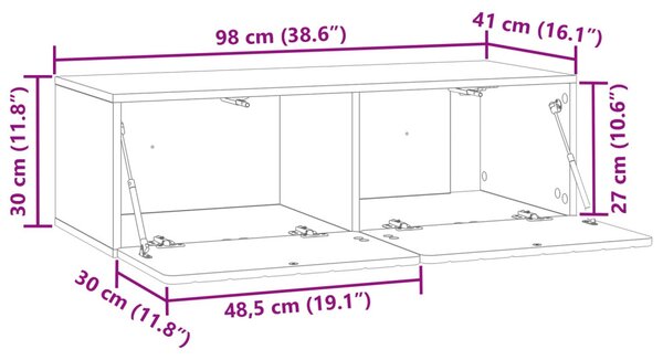 Fali TV szekrény Antik Fa 98 x 41 x 30 cm Szerelt Fa